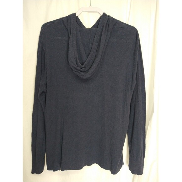 Sigrid Olsen Womens Size XL Navy Blue Linen Cotton Blend Knit Thermal Hoodie - Picture 2 of 9